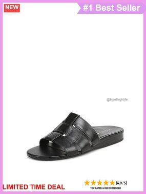 Woven Leather Slide Sandal with Arch Support & Cushioned Insole